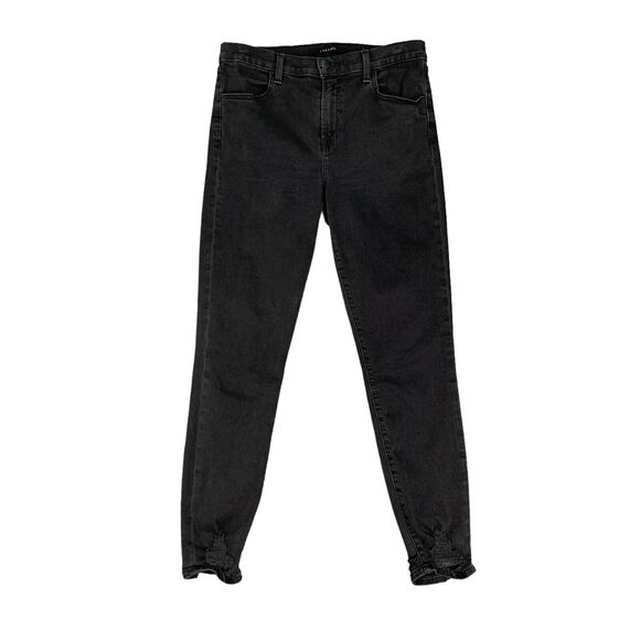 J Brand Jean Womens 30 Black Alana High Rise Crop Skinny Bellatrix Distressed - Picture 1 of 16